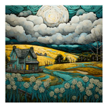 Tranquil Countryside Scene med charming Farmhouse