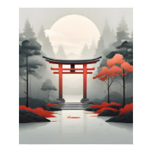 Tranquil Dawn: ett serene japanskt landskap