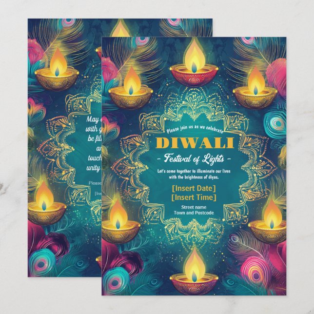 Tranquil Diwali Aura Inbjudningar (Fram/baksida)