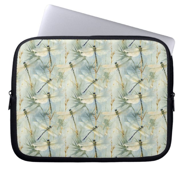 Tranquil Dragonfly Watercolor-stil Laptop Fodral (Framsidan)