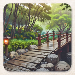 Tranquil Escape - japansk Garden Papper Underlägg Kvadrat