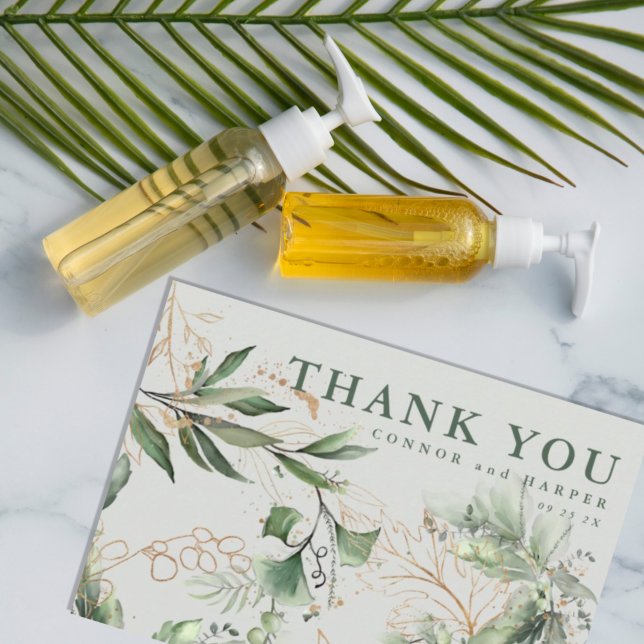 Tranquil Eucalyptus Elegant Grönt Breezy Sea Glass Tack Kort (Skapare uppladdad)