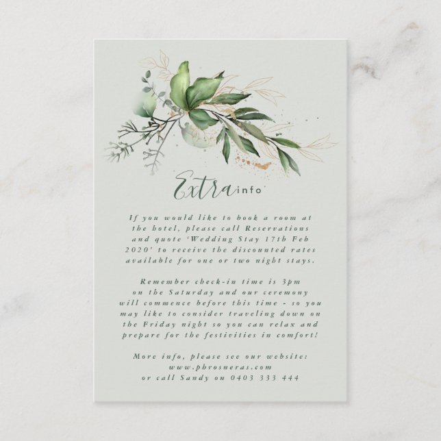 Tranquil Eucalyptus Elegant Grönt Breezy Sea Glass Tilläggskort (Framsida)