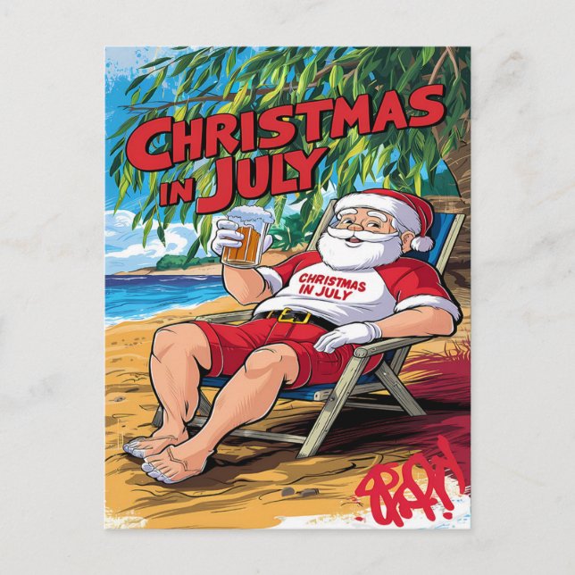 Tranquil Evening: Santa Enjoying Beer under ordför Vykort (Framsida)