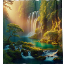 Tranquil Falls och Serene Sjö Shower Curtain