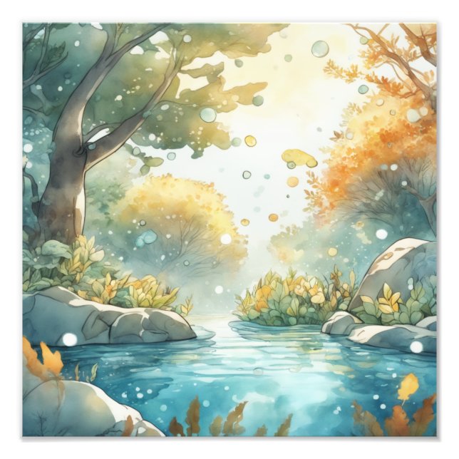 Tranquil Forest Riverbank Fototryck (Framsidan)