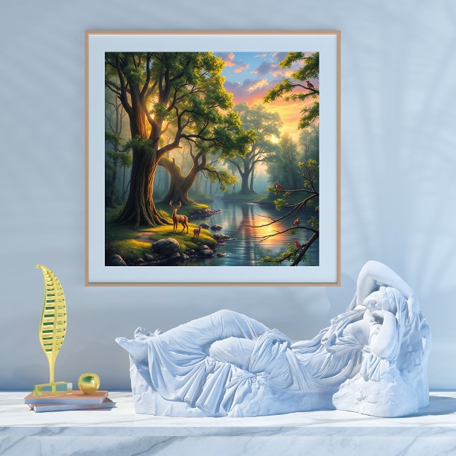 Tranquil Forest Serenity vid Dawn Poster (Skapare uppladdad)