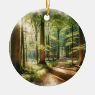 Tranquil Forest Väg - Fredlig naturkonst Julgransprydnad Keramik