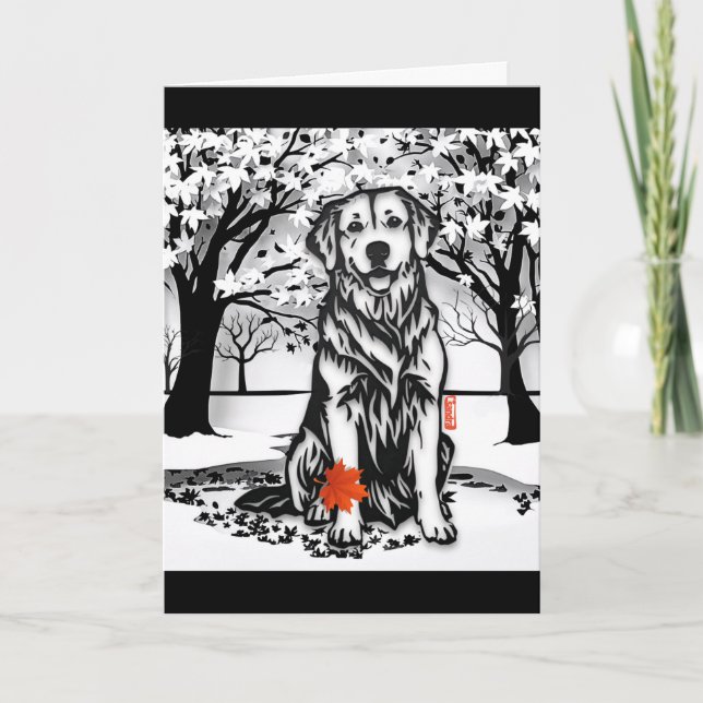 TRANQUIL GLEN Golden Retriever-gratulationskort Kort (Framsida)
