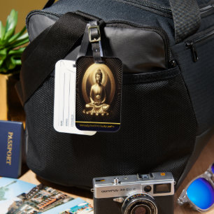 Tranquil Golden Buddha i meditation Bagagebricka