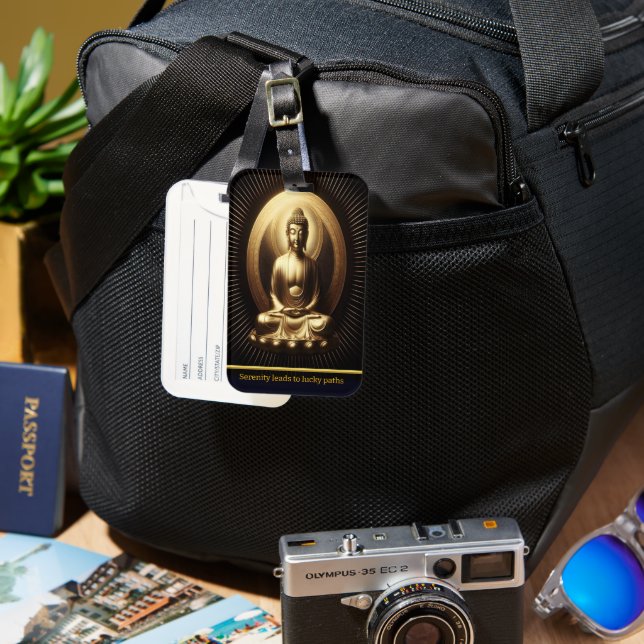Tranquil Golden Buddha i meditation Bagagebricka (Framsida & Baksida)
