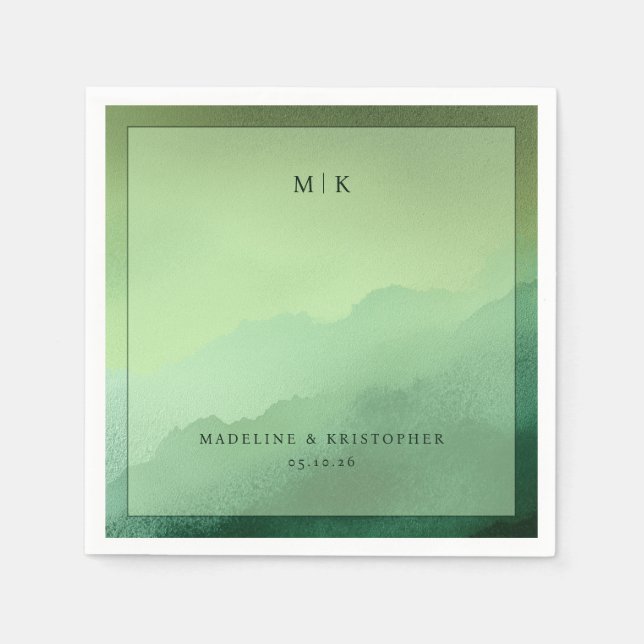 Tranquil Green Mountain Gradient Pappersservett (Framsidan)