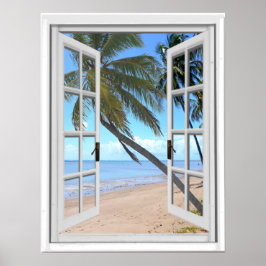 Tranquil Handflatan och Ocean Artificial Window Vi Poster