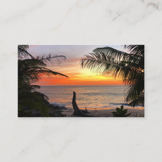 Tranquil Hawaiian Tropical Island Beach Sunset Visitkort (Framsida)