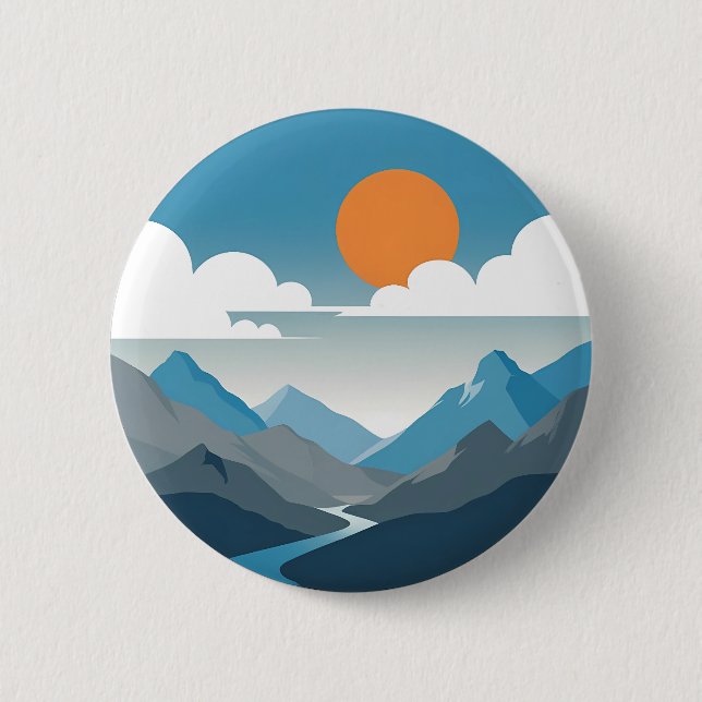 Tranquil Horizon | Minimal Mountain Landscape Art Knapp (Framsida)
