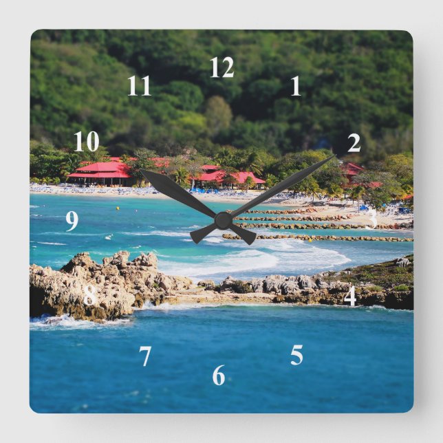 Tranquil Island Paradise Labadee Haiti Fyrkantig Klocka (Framsida)