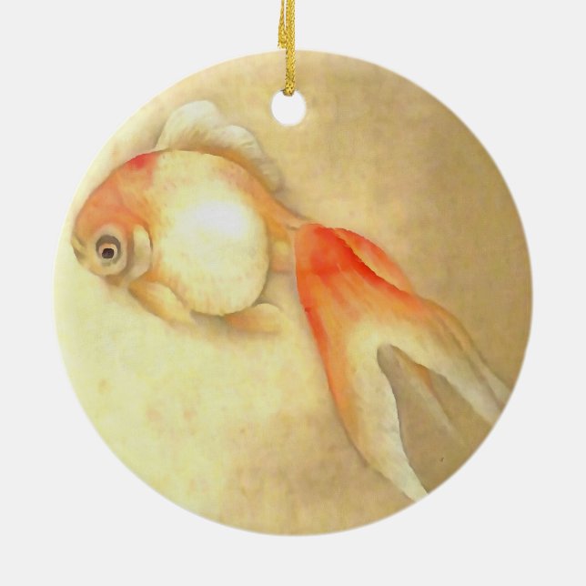 Tranquil Japansk Goldfish Julgransprydnad Keramik (Baksidan)