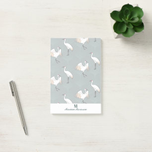 Tranquil Japanska Cranes & Gingko Löv Personal Post-it Block