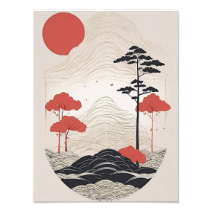 Tranquil Japanska Garden med Koi Pond Fototryck