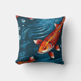 Tranquil Koi Fish Pillow - Elegant Vatten-Inspired Kudde