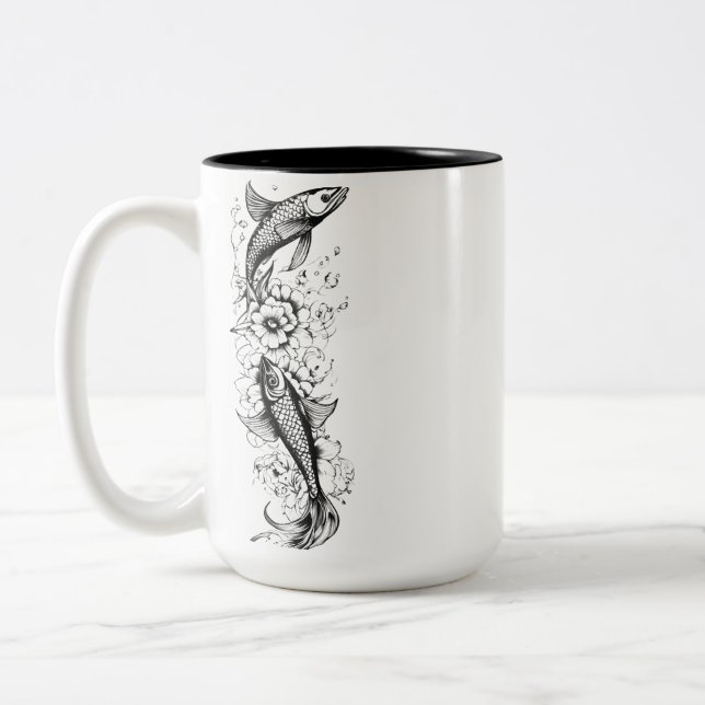 Tranquil Koi Pond Two-Tone Mugg - 15 oz (Vänster)