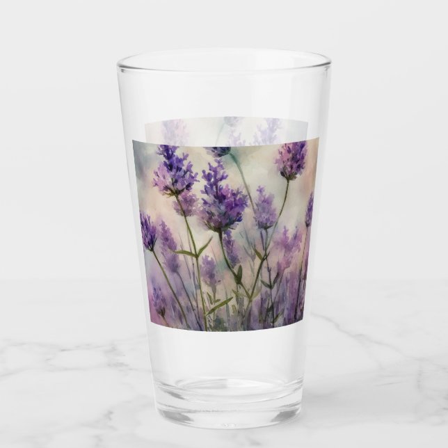 Tranquil Lavender Fält Pint Glass - 16 oz Glaskopp (Framsida)
