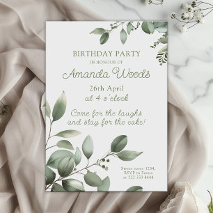 Tranquil Leafy Grace Birthday-firande Inbjudningar