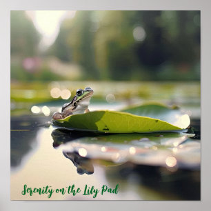 Tranquil Lily Pad: Frog in God-Light Poster