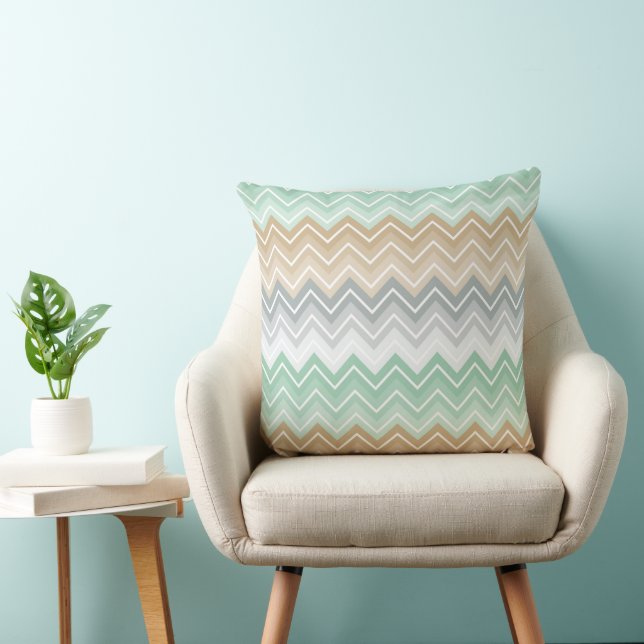 Tranquil Mint Chevron Zigzag Mönster Kudde (Stol)