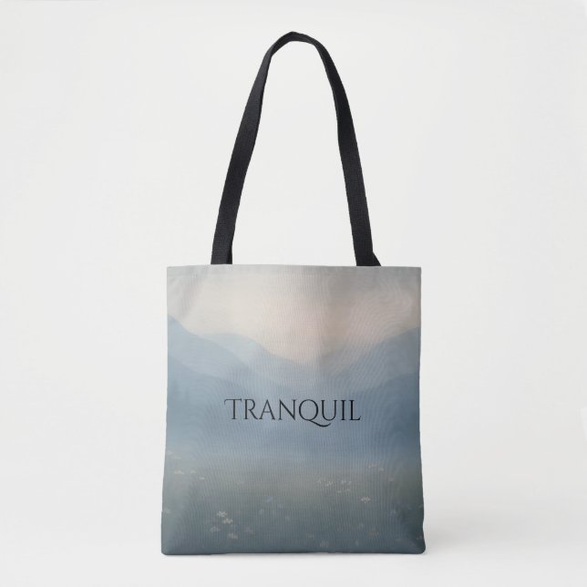 Tranquil - Misty Mountain Scene Tote Bag Tygkasse (Framsida)