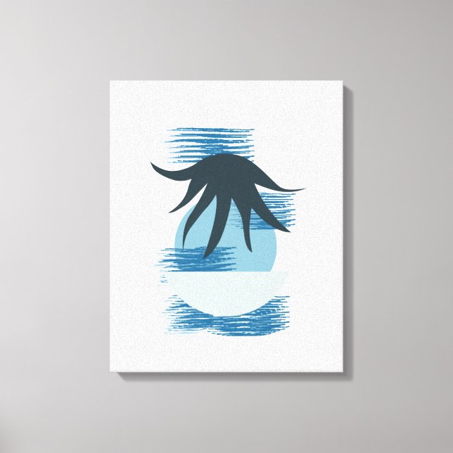 Tranquil Monochromatic Shades of Blue Canvas Art (Framsida)