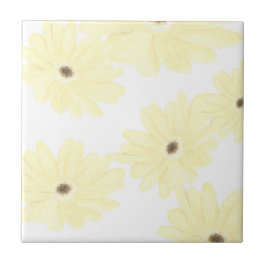 Tranquil Morgon Gula blommor Kakelplatta