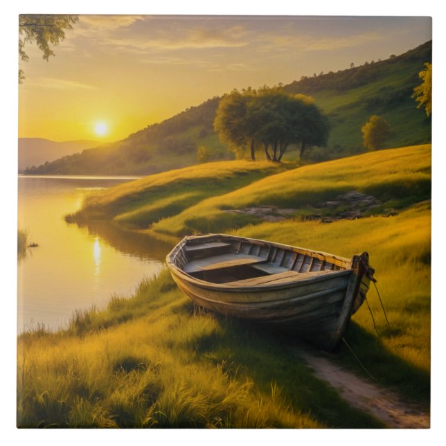 Tranquil Morgon Sunrise Kakelplatta (Framsidan)