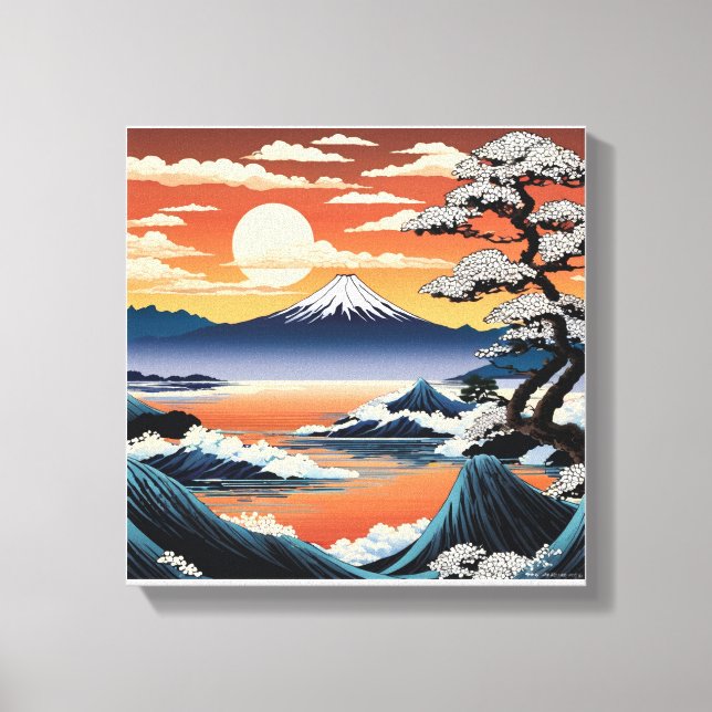 Tranquil Mount Fuji vid Sunset Canvastryck (Framsida)