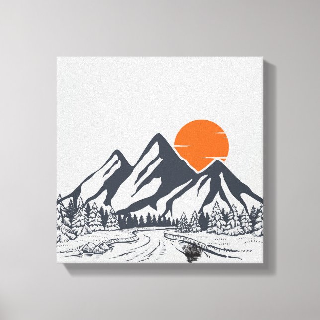 Tranquil Mountain Sunset Canvastryck (Framsida)