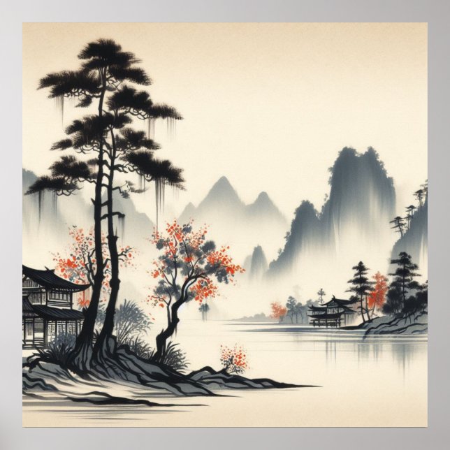 Tranquil Mountainscape Poster (Framsidan)