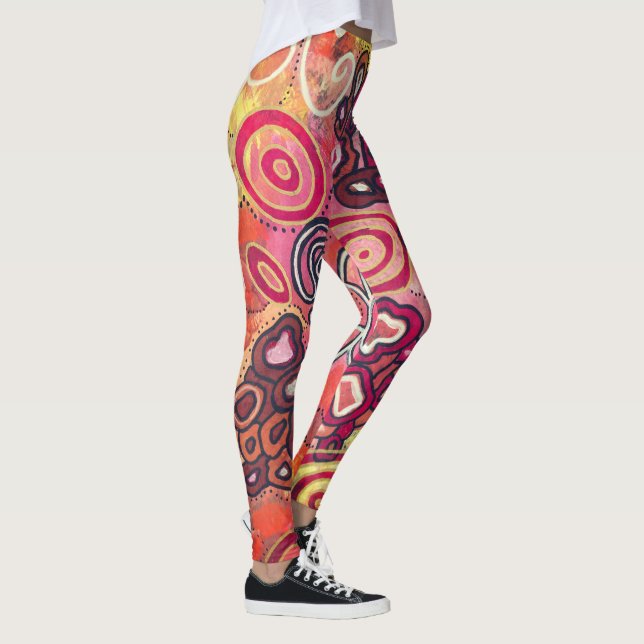Tranquil Oval Corals Original Abstrakt Artwork Leggings (Höger)