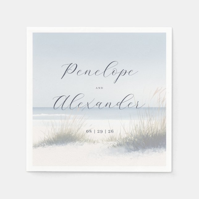 Tranquil Pastel Beach Waves Pappersservett (Framsidan)