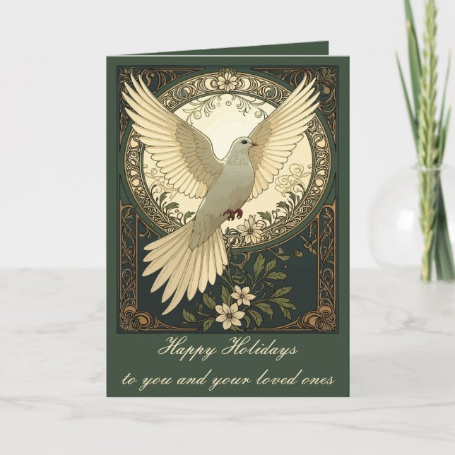 Tranquil Peace Dove And Nature Illustration Helgkort (Framsida)