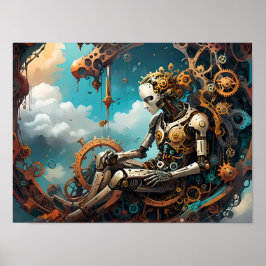 Tranquil Reflection, Surreal Human Figur Poster