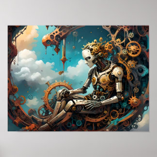 Tranquil Reflection, Surreal Human Figur Poster