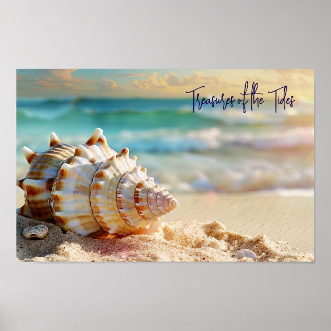Tranquil Shore: Seashell vid havet Poster (Framsidan)