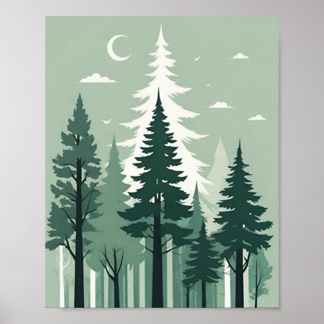 Tranquil Silhouette Forest Poster (Framsidan)