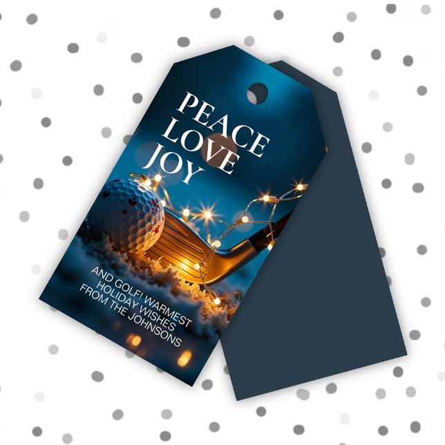 Tranquil Snowy Night Golf-jul Presentetikett (Skapare uppladdad)