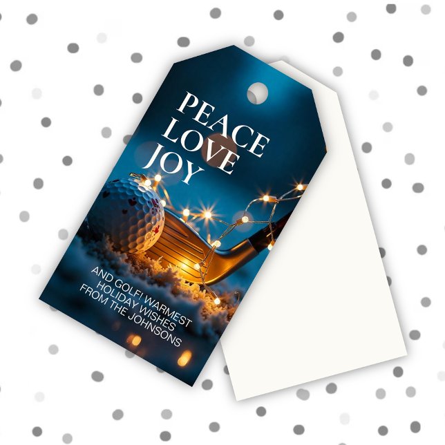 Tranquil Snowy Night Golf-jul Presentetikett (Skapare uppladdad)