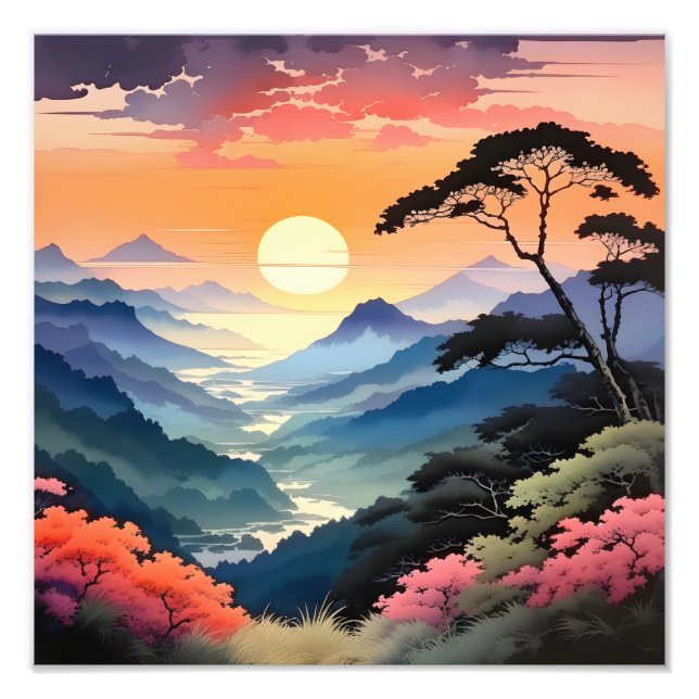 Tranquil Sunset i Valley Fototryck (Framsidan)