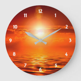 Tranquil Sunset Orange Golden Himlar over Sea Ocea Stor Klocka