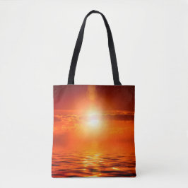 Tranquil Sunset Orange Golden Himlar over Sea Ocea Tygkasse