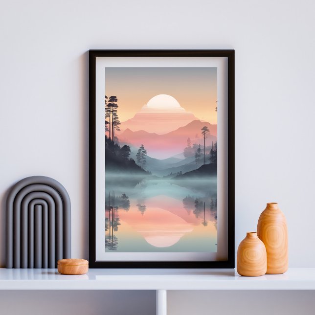 Tranquil Sunset over Misty Mountains Poster (Skapare uppladdad)