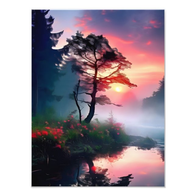 Tranquil Sunset Sjö Fototryck (Framsidan)